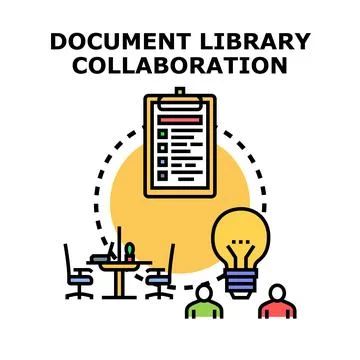 Document library collaboration and teamwork concept Stock Illustration