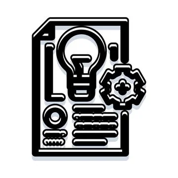 Document with lightbulb representing idea and innovation process Stock Illustration