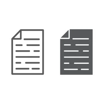 Document line and glyph icon, office and work Illustrazione stock