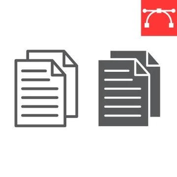 Document line and glyph icon, ui and button, file sign vector graphics, editable 스톡 일러스트