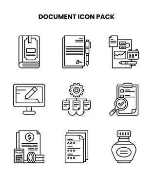 Document Line Bundle Icons Pack Stock Illustration