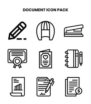 Document Line Bundle Icons Pack Illustrazione stock