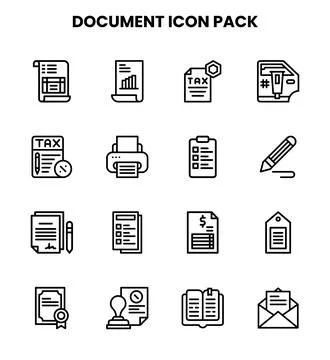 Document Line Design Icons Pack Stock Illustration