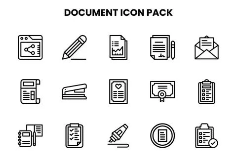 Document Line Design Icons Pack 스톡 일러스트
