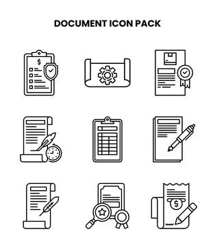 Document Line Design Icons Pack Illustrazione stock