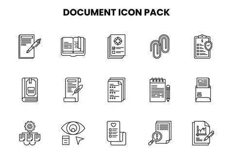 Document Line Graphics Icons Pack Stock Illustration