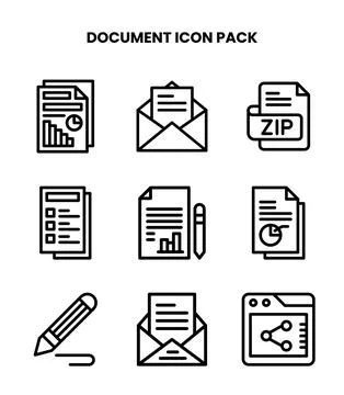 Document Line Graphics Icons Pack Ilustração Stock
