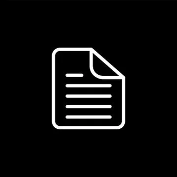 Document Line Icon On Black Background. Black Flat Style Vector Illustration. Stock Illustration