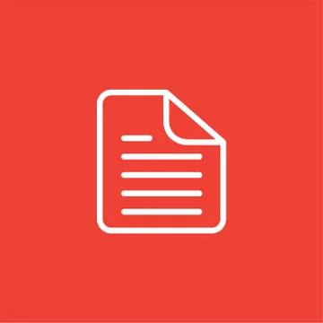 Document Line Icon On Red Background. Red Flat Style Vector Illustration Stock Illustration