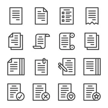 Document line icon set Stock Illustration