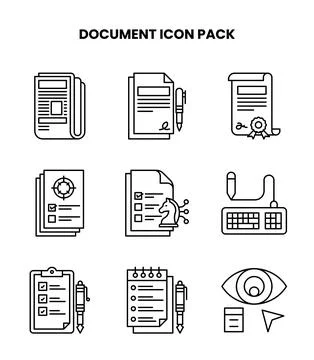 Document Line Icons Pack Illustration