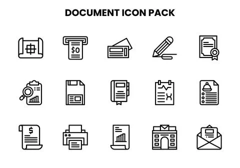 Document Line Icons Pack Ilustração Stock
