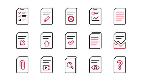 Document line icons. Report, Checklist and Download file. Linear icon set Stock Illustration