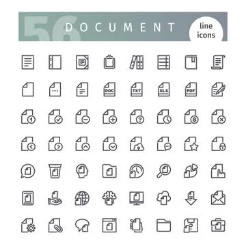 Document Line Icons Set Stock Illustration