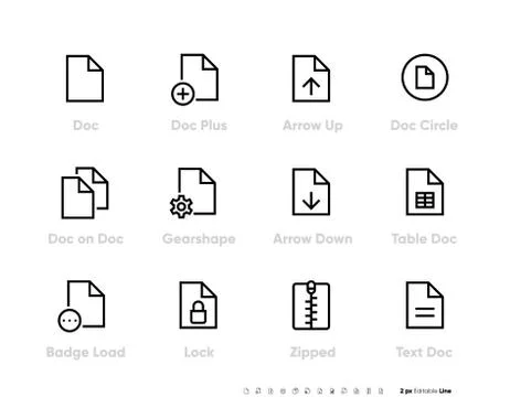 Document line icons set, outline vector symbol Editing pictogram pack Stock-Illustration