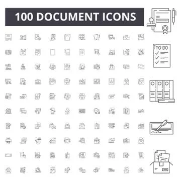 Document line icons, signs, vector set, outline illustration concept イラスト素材