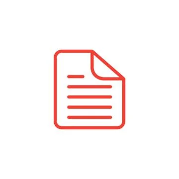 Document Line Red Icon On White Background. Red Flat Style Vector Illustration Stock Illustration