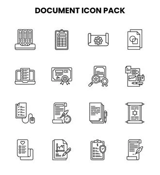 Document Line Set Icons Pack イラスト素材