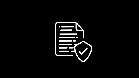 Document line showing shield icon with tick mark animation Stock Footage 335587560