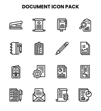 Document Line Vector Icons Pack Stock Illustration