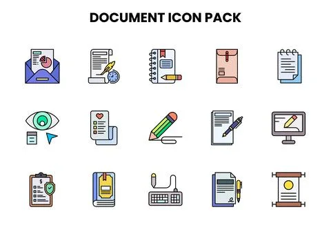 Document Lineal Color Graphics Icons Pack Stock Illustration