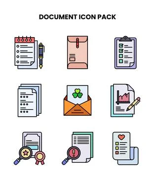 Document Lineal Color Scalable Icons Pack Stockillustratie