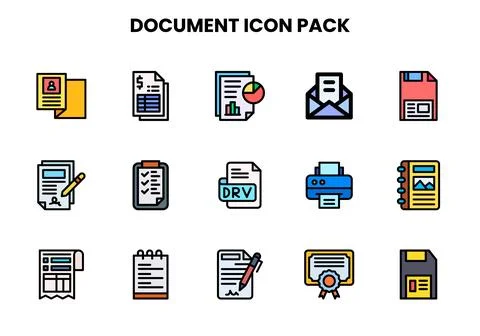 Document Lineal Color UI Icons Pack Stock Illustration