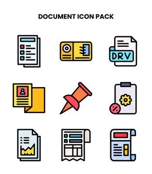 Document Lineal Color Vector Icons Pack Stock Illustration