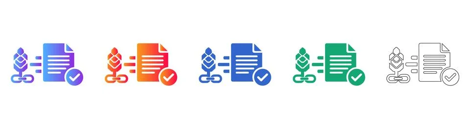 Document Link and Verification Icon Set Stockillustratie