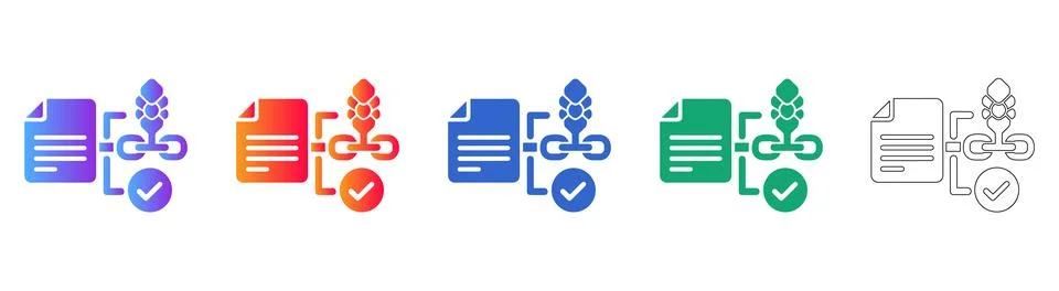 Document Linkage Flowchart Icon Set Illustrazione stock