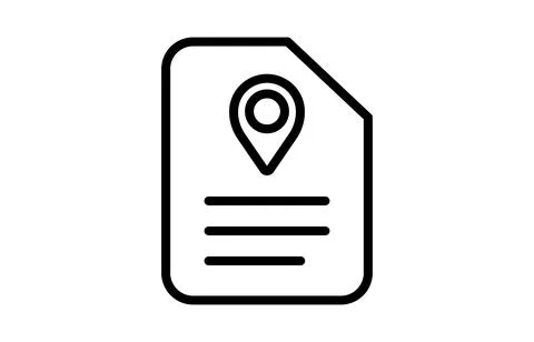Document with Location Marker Icon for Navigation or Mapping Use Stock Illustration