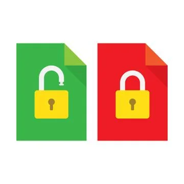 Document lock flat icon Stock Illustration