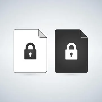 Document Lock Icon Vector. Cyber Data Security Illustration. Sheet Of Paper L Ilustración de archivo