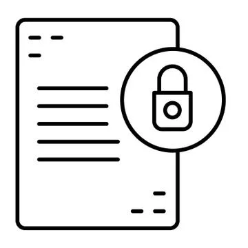 Document with lock thin line icon. List with padlock vector illustration Illustrazione stock