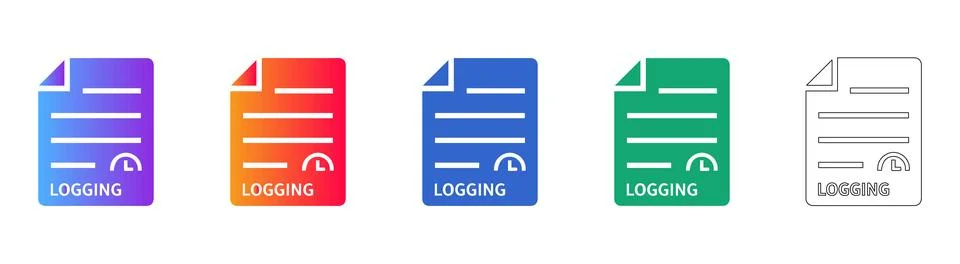 Document Logging and Time Tracker Icon Set Stock Illustration