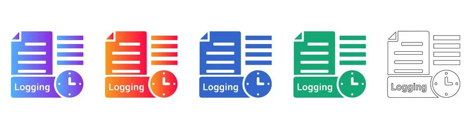 Document Logging and Time Tracking Icons Stockillustratie