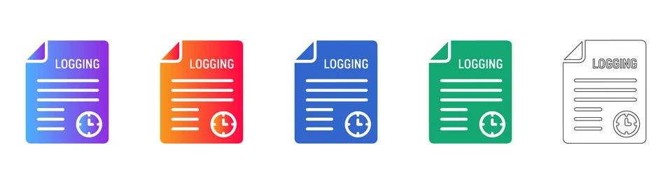 Document Logging and Time Tracking Icons Stock Illustration