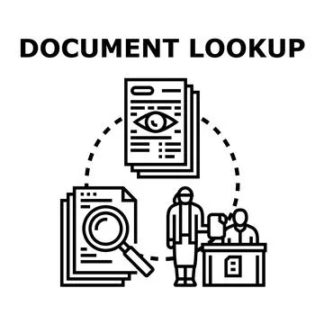 Document lookup and retrieval process concept Stock Illustration