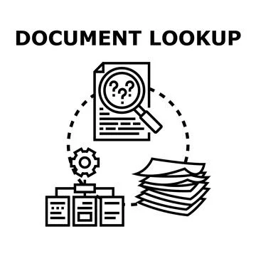 Document lookup process researching new information and data Stock Illustration