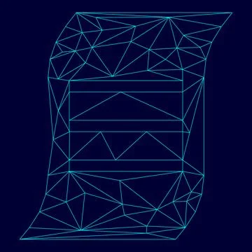 Document in low poly triangulation triangulated polygonal electric cyan blu.. Ilustración de archivo