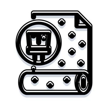 Document with magnifying glass and cursor analyzing information Stock Illustration
