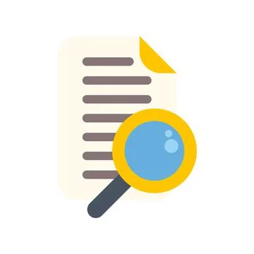 Document with magnifying glass icon for data search Stock Illustration