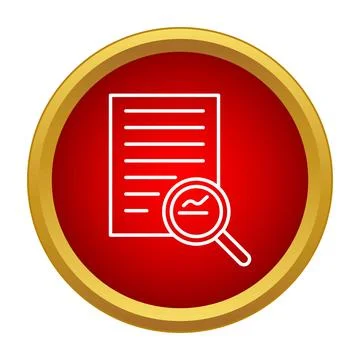 Document with magnifying glass icon in round button Stock Illustration