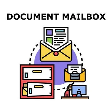 Document mailbox communication and digital information transfer concept Stock Illustration