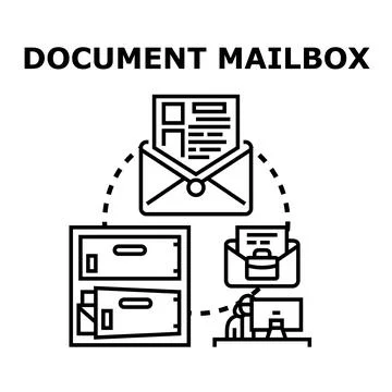 Document mailbox communication and digital information transfer concept Stock Illustration