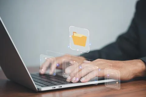 Document manage file folder online virtual business electronic computer infor Stock Photos