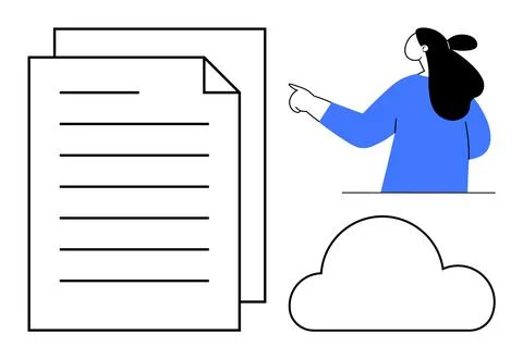 Document Management and Cloud Storage With User Interaction 스톡 일러스트