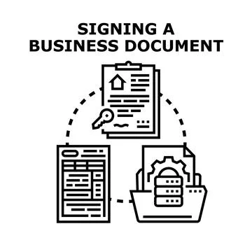 Document management and digital contract signing process 스톡 일러스트