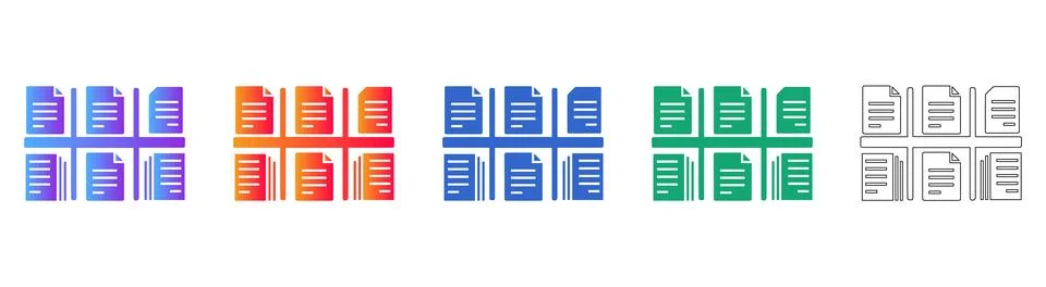 Document Management and File Organization System Icons Stock Illustration