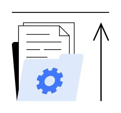Document Management and Organization with File Folder and Gears for Data Stock Illustration